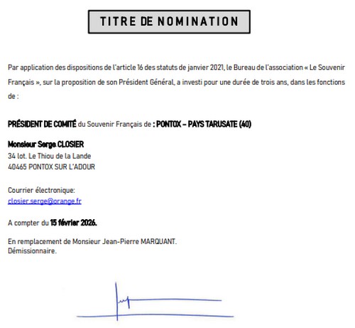 Nomination S Closier